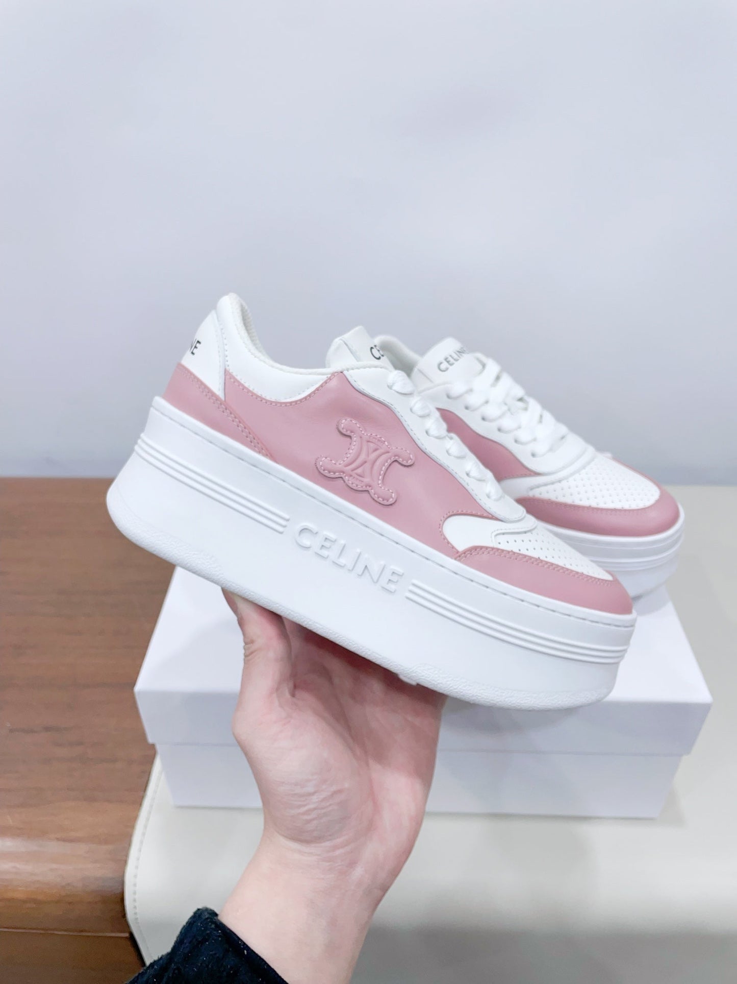 Celine CELINE 25C Block Sneaker Pink mix White Calfskin 232000