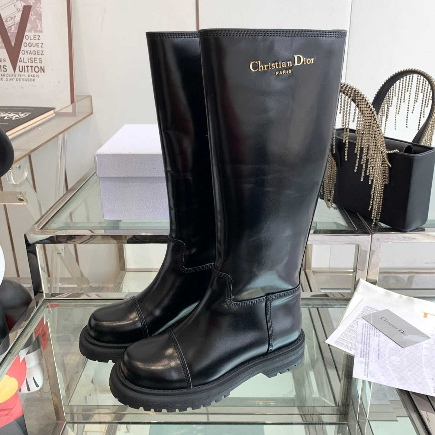 DIOR  DIORebel Boot Glossy Black Calfskin