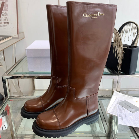 DIOR  DIORebel Boot Glossy Brown Calfskin