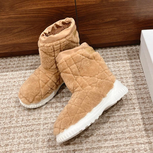 DIOR Ankle Boots Beige Fleece And Windbreaker Fabric