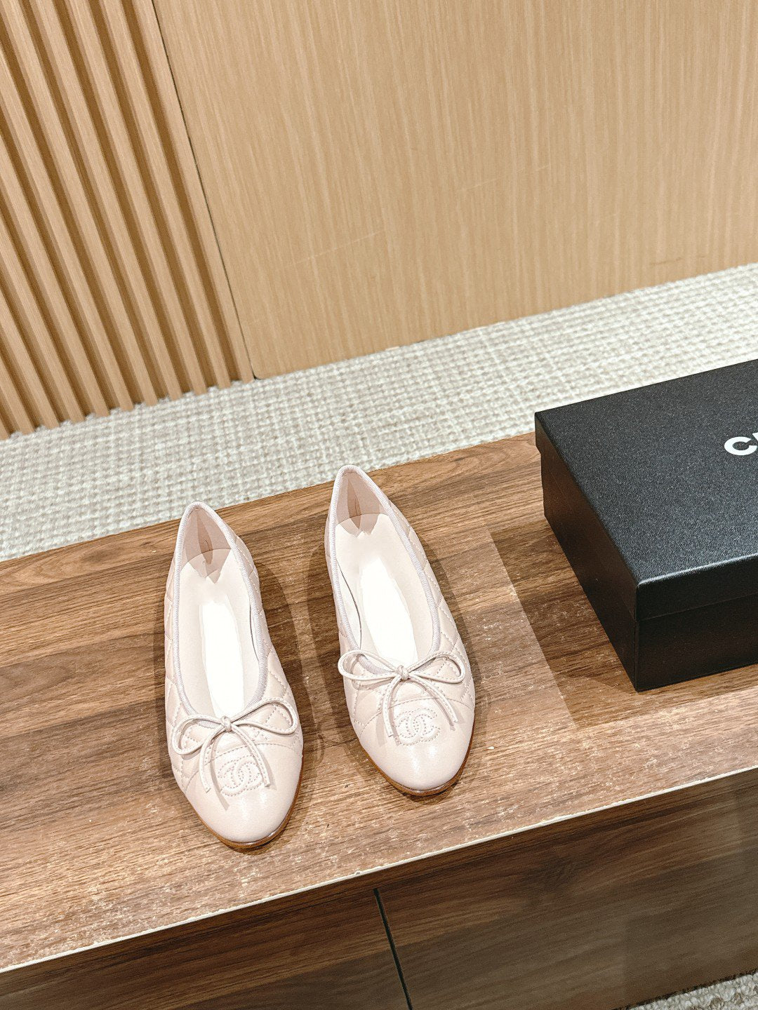 CHANEL ballet flat powder pink quilted lambskin