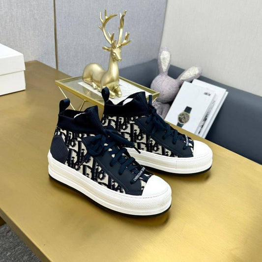 DIOR Walk'n' DIOR Sneaker In Black Mix White Monogram Wool And Cowhide 111933