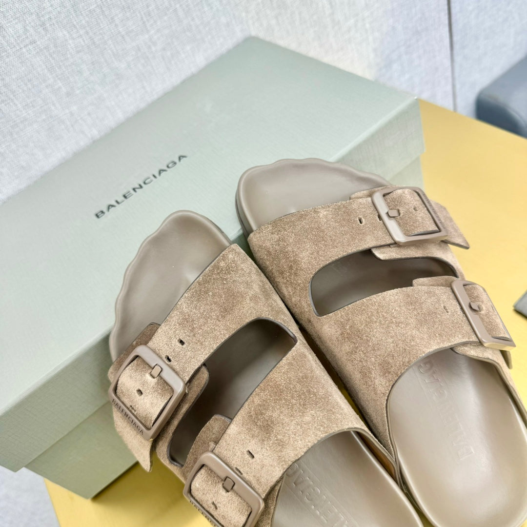 Balanciaga BIRKENSTOCK SLIPPERS IN LIGHT BROWN SUEDE