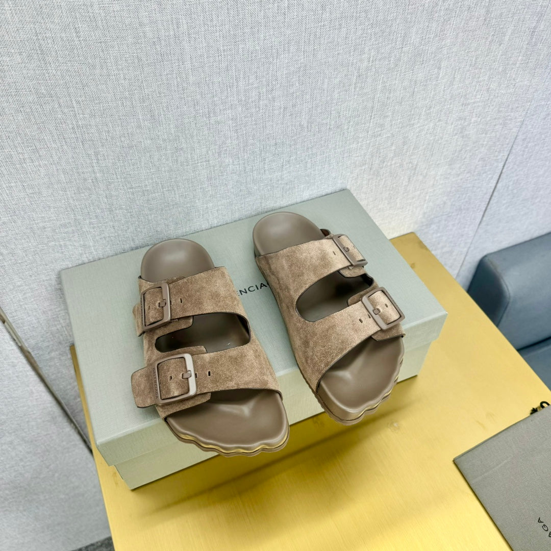 Balanciaga BIRKENSTOCK SLIPPERS IN LIGHT BROWN SUEDE