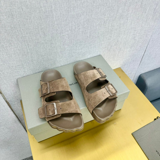 Balanciaga BIRKENSTOCK SLIPPERS IN LIGHT BROWN SUEDE