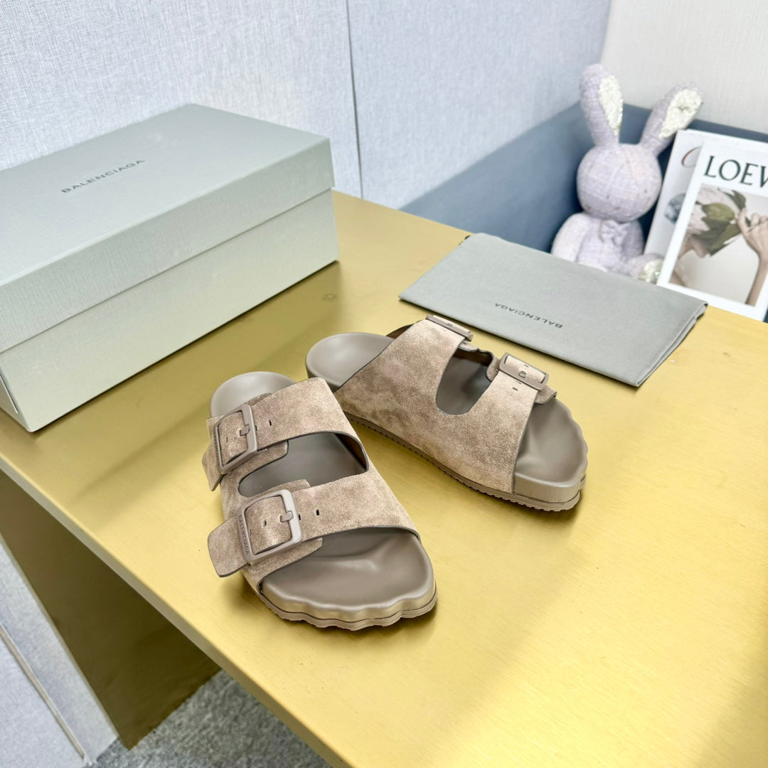 Balanciaga BIRKENSTOCK SLIPPERS IN LIGHT BROWN SUEDE