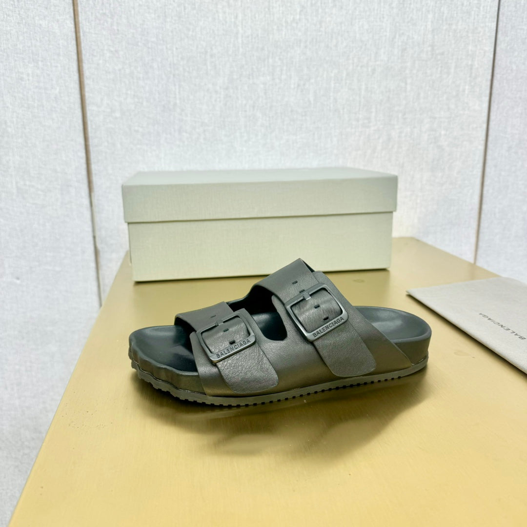 Balanciaga BIRKENSTOCK SLIPPERS IN BLACK CALFSKIN
