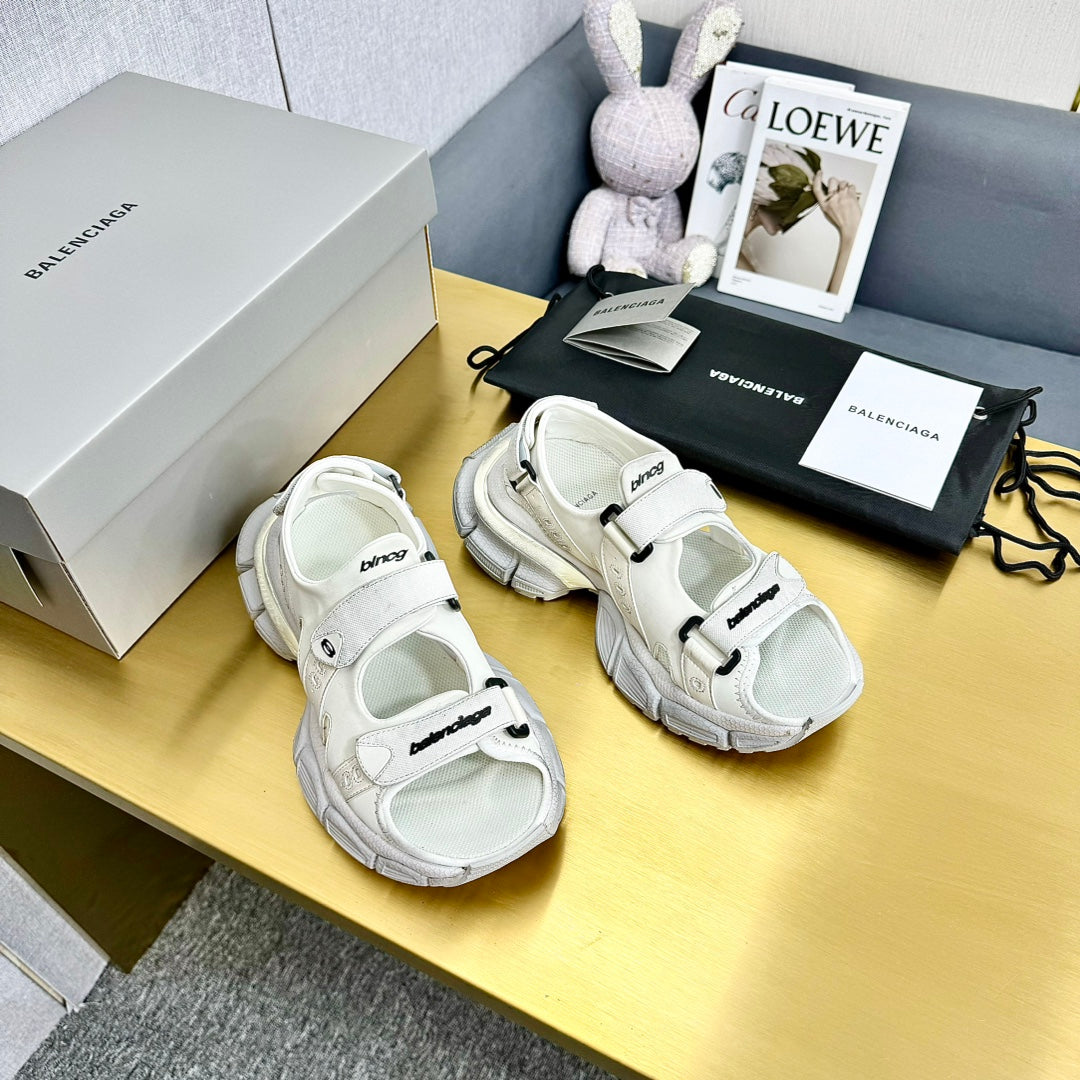 Balanciaga 3XL SPORTY SANDALS IN WHITE POLYURETHANE, POLYESTER AND TPU