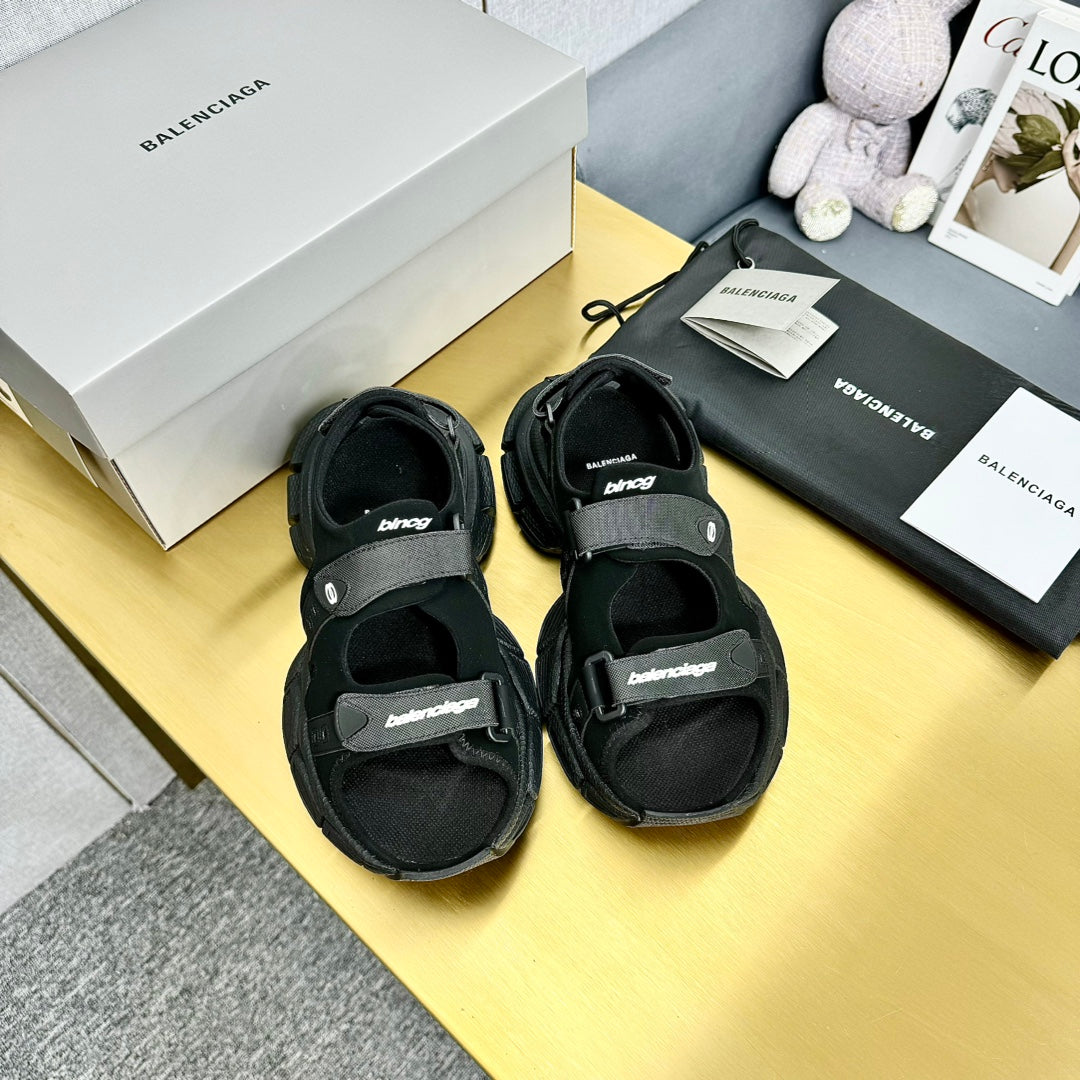 Balanciaga 3XL SPORTY SANDALS IN BLACK POLYURETHANE, POLYESTER AND TPU