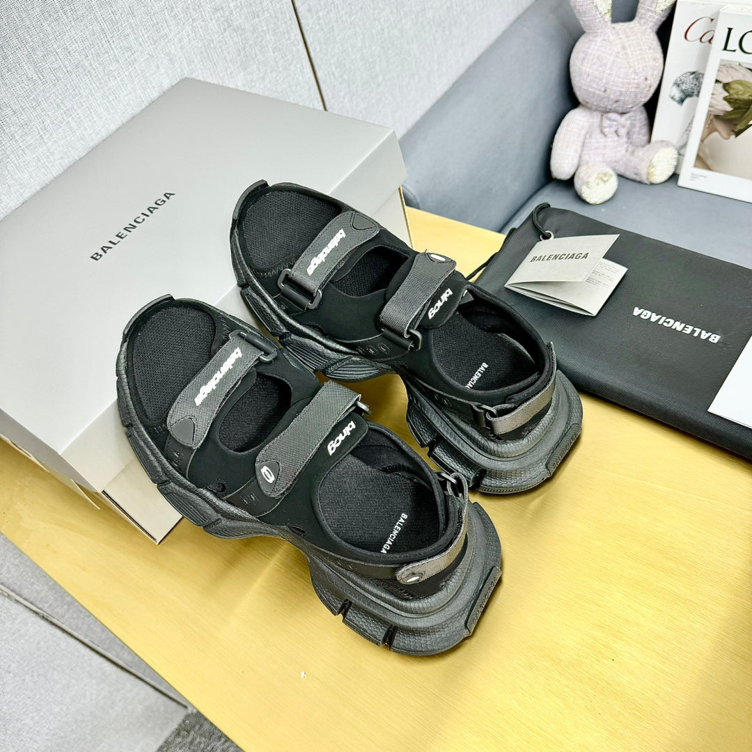 Balanciaga 3XL SPORTY SANDALS IN BLACK POLYURETHANE, POLYESTER AND TPU