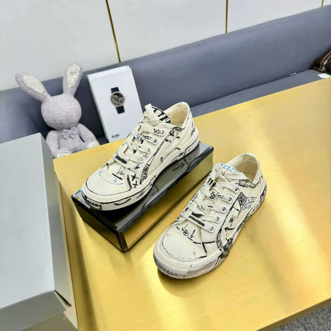 Balanciaga SKETCH SNEAKERS IN BEIGE CANVAS