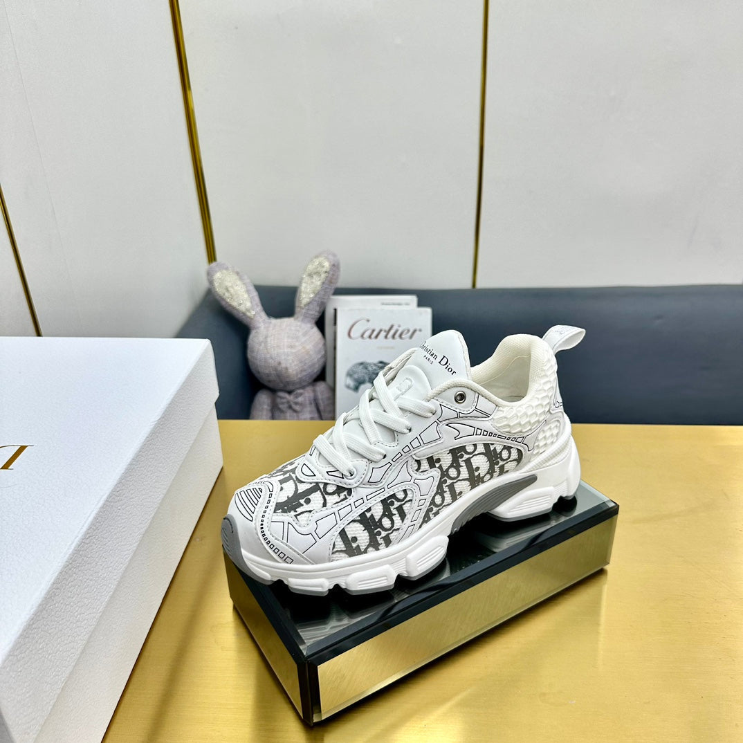 DIOR Chrono Sneaker 40mm In White Mesh Fabric 994570
