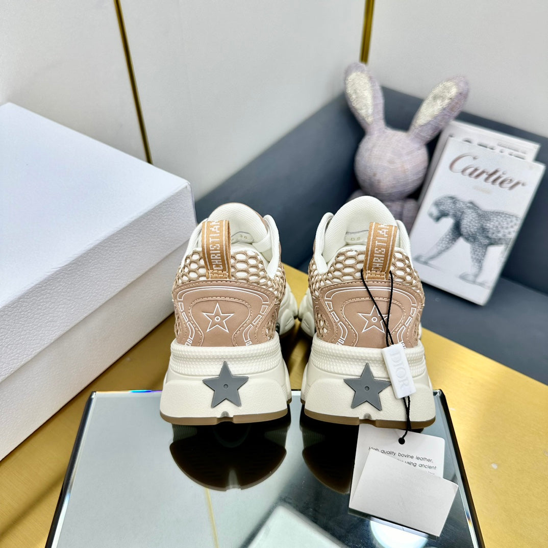 DIOR Chrono Sneaker 40mm In Brown Pink Mesh Fabric 994572