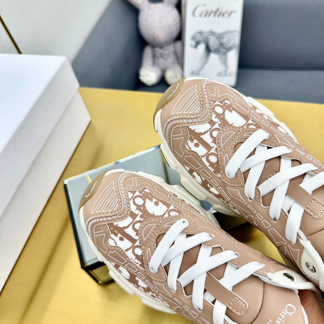 DIOR Chrono Sneaker 40mm In Brown Pink Mesh Fabric 994572