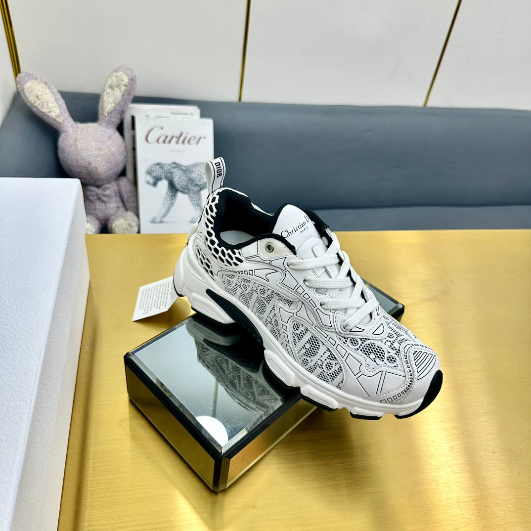 DIOR Chrono Sneaker 40mm In White Mesh Fabric 994576