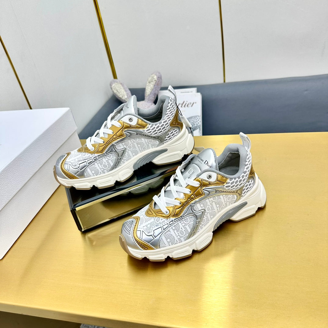 DIOR Chrono Sneaker 40mm In Gold Mesh Fabric  994578