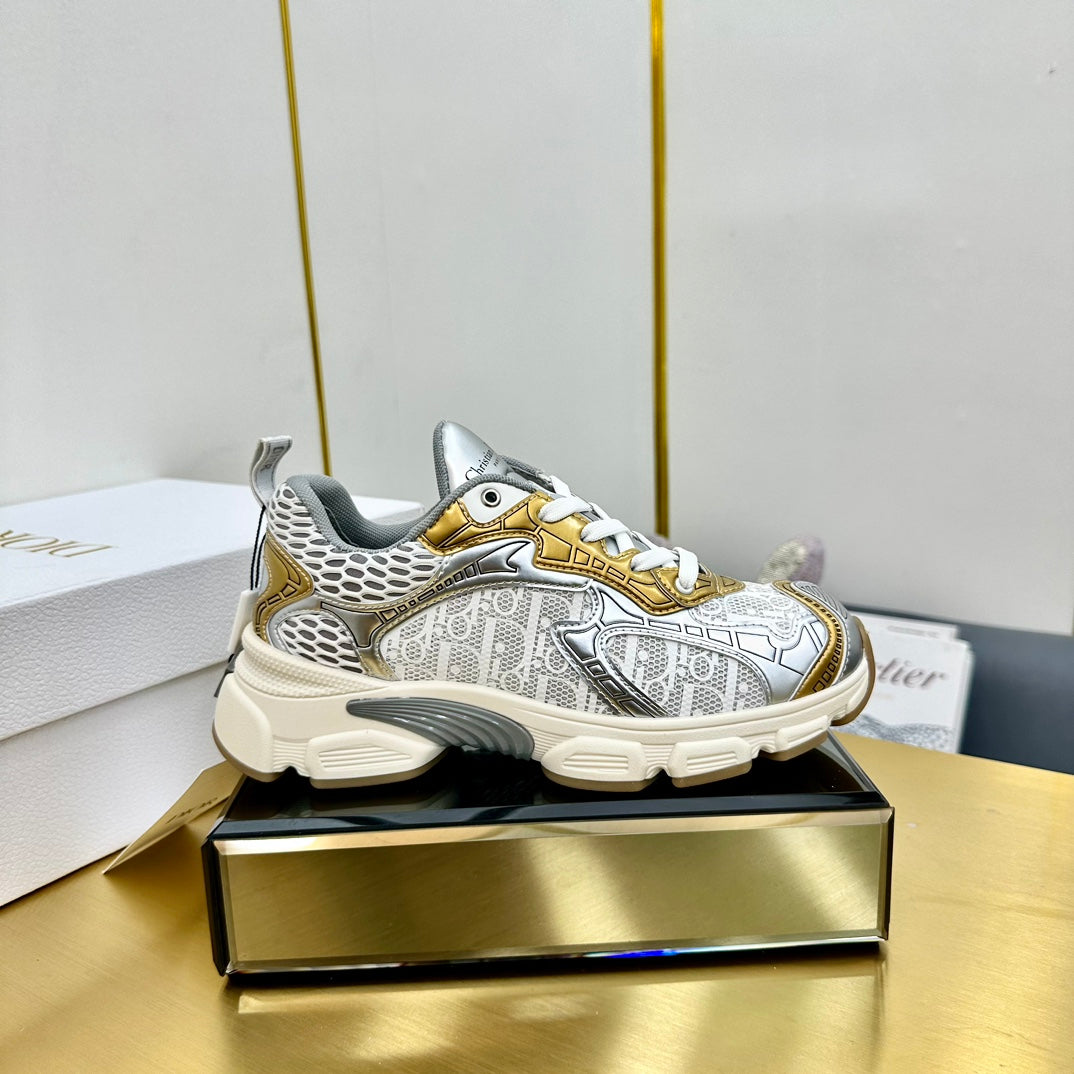 DIOR Chrono Sneaker 40mm In Gold Mesh Fabric  994578