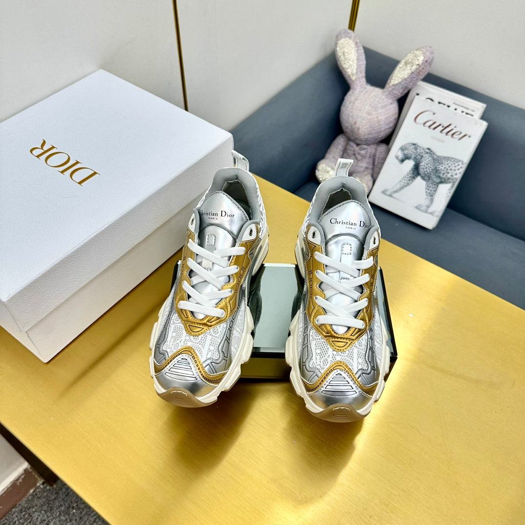DIOR Chrono Sneaker 40mm In Gold Mesh Fabric  994578