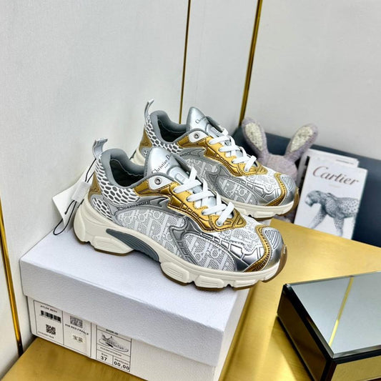 DIOR Chrono Sneaker 40mm In Gold Mesh Fabric  994578