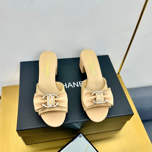 CHANEL 25 Mid Heel Mules Daffodil Yellow Sheepskin 238477