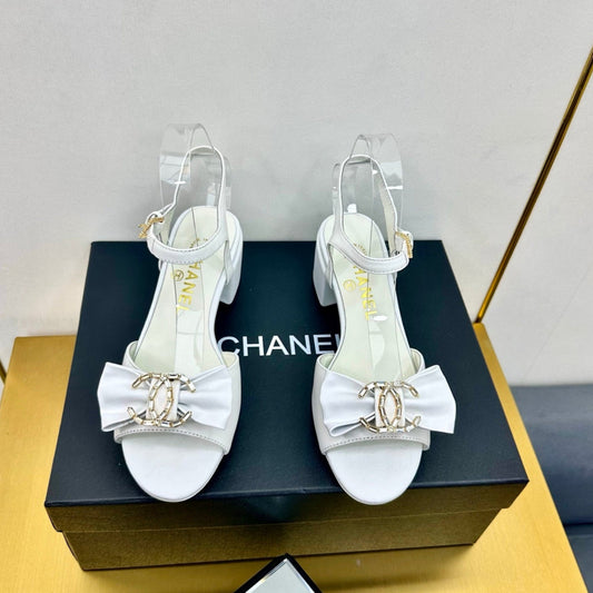 CHANEL 25 Sandal Heels Yellow Sheepskin 238485
