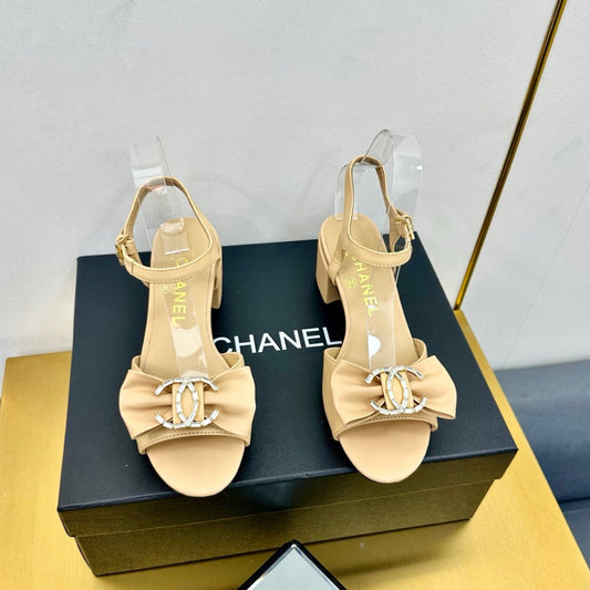 CHANEL 25 Sandal Heels Daffodil Yellow Sheepskin 238486