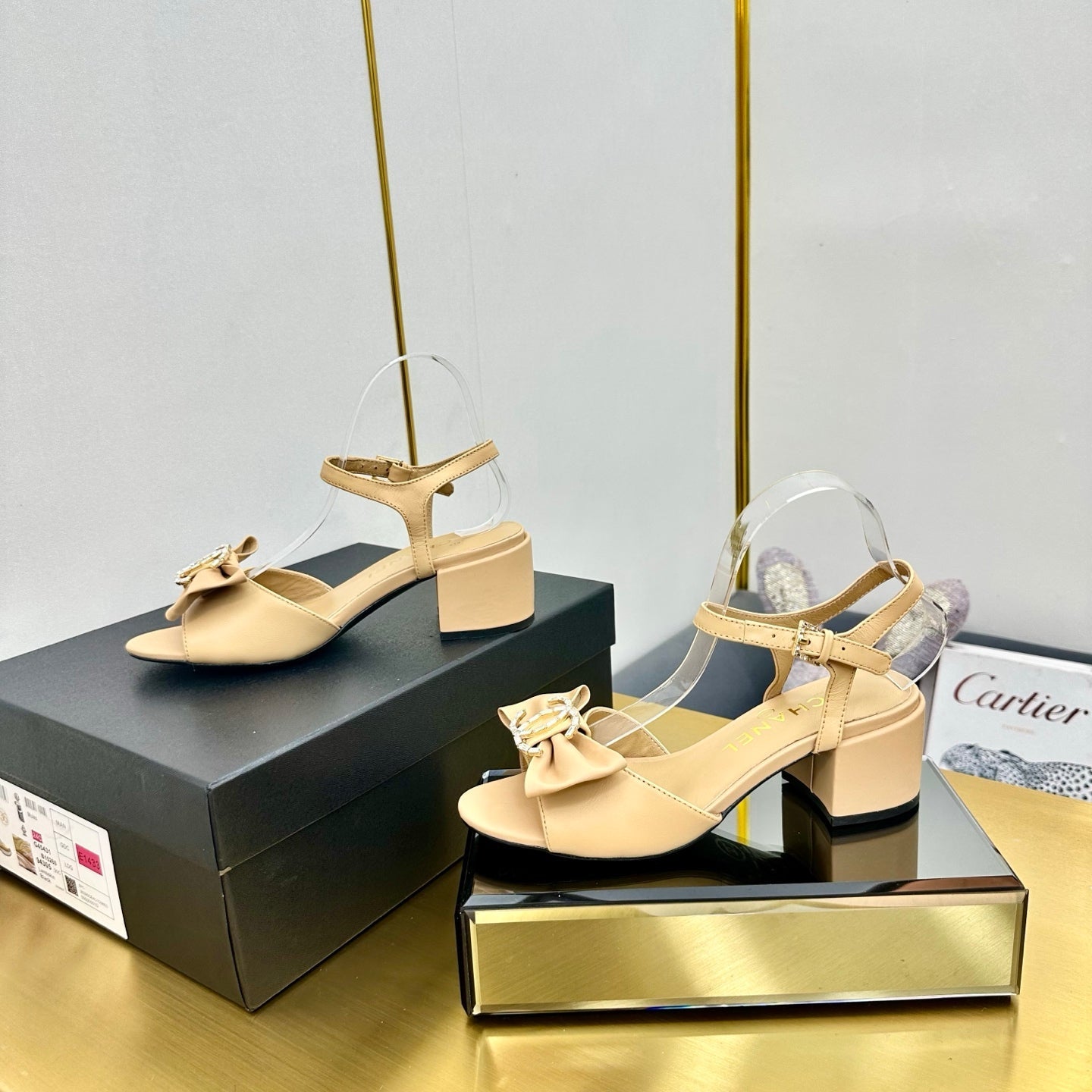 CHANEL 25 Sandal Heels Daffodil Yellow Sheepskin 238486