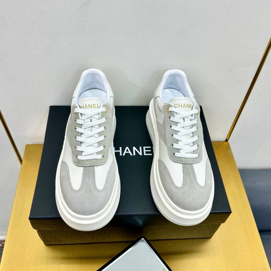 CHANEL 25 Sneaker Gray mix White Suede 238472