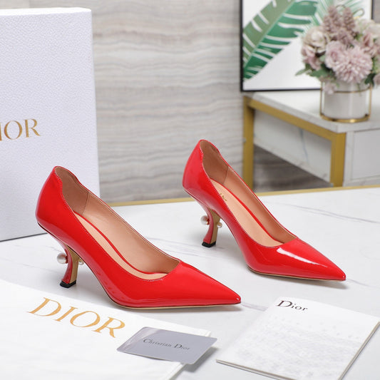 DIOR Tribales Pump 80mm Glossy Red Orange Cowhide