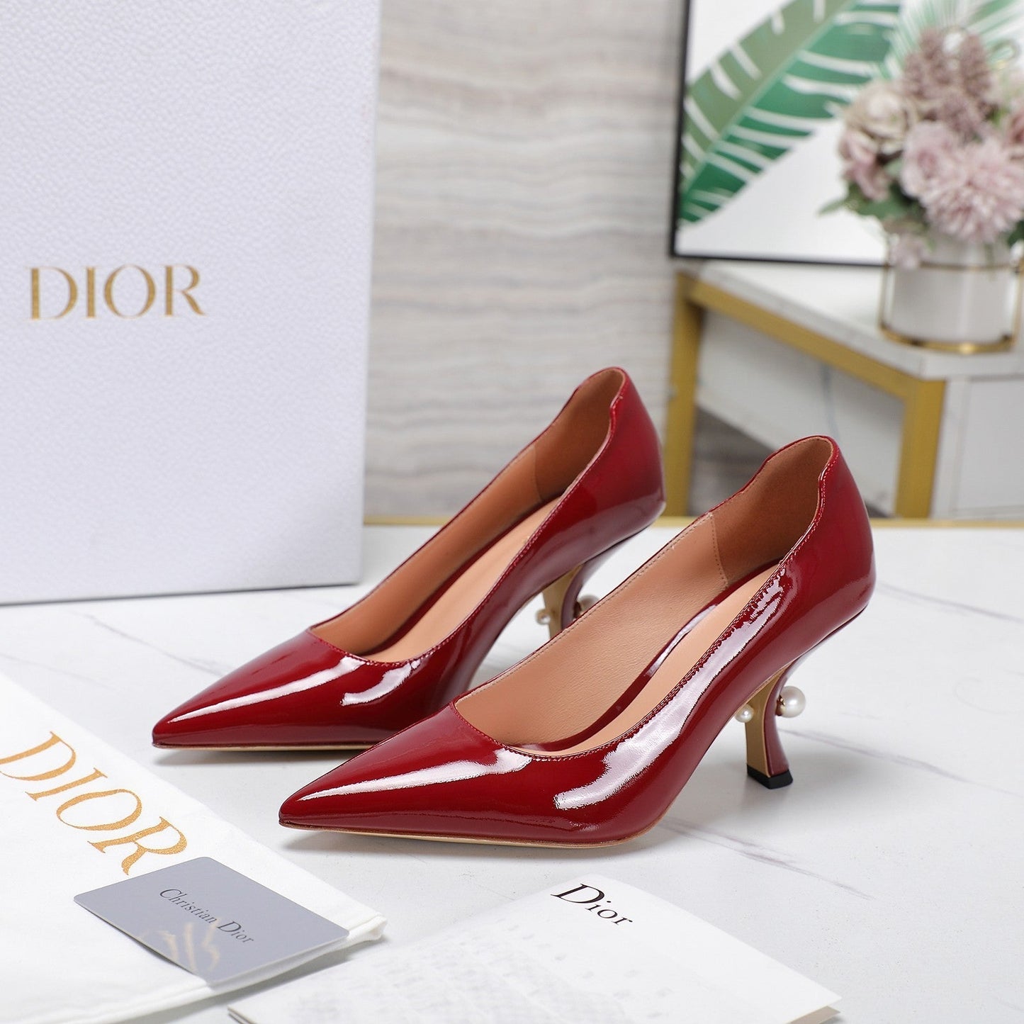 DIOR Tribales Pump 80mm Glossy Red Cowhide