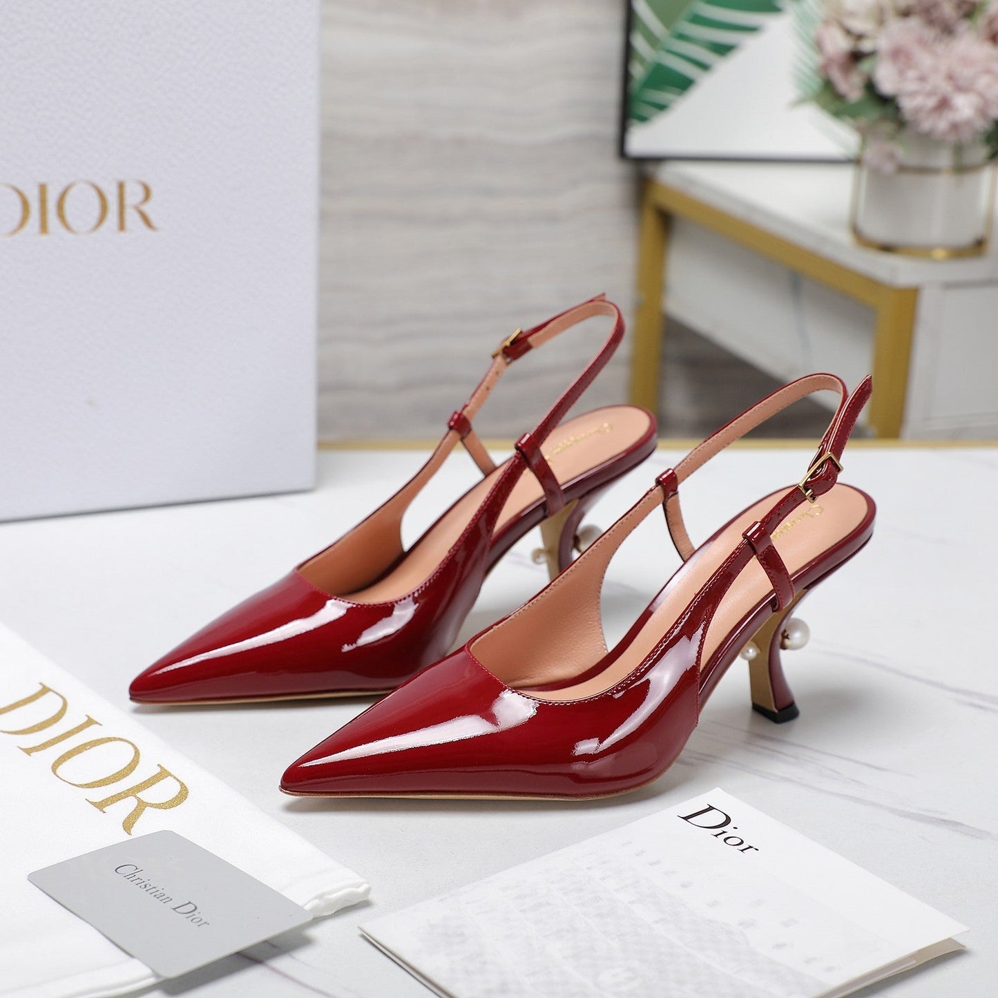 DIOR Tribales Slingback Pump Glossy Red Cowhide