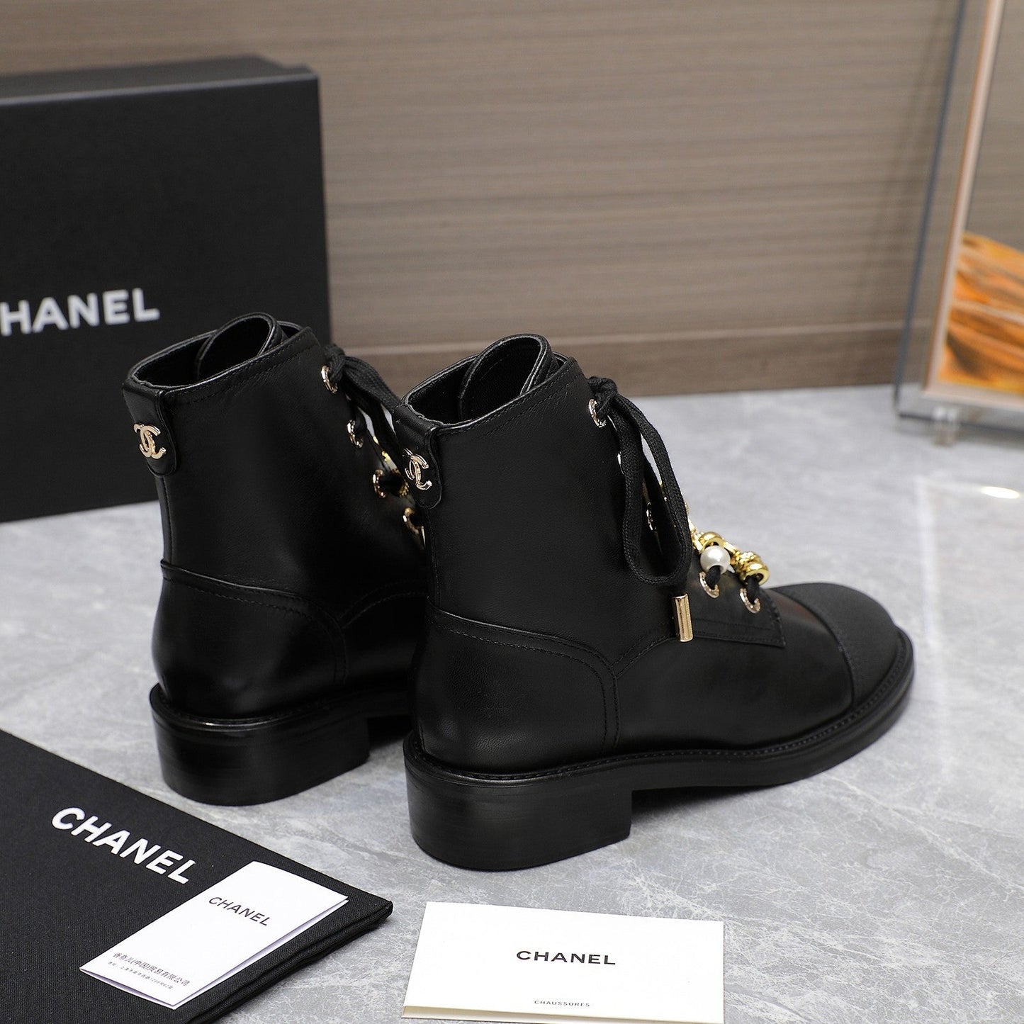 CHANEL Ankle Boots 30mm Black Plain Cowhide