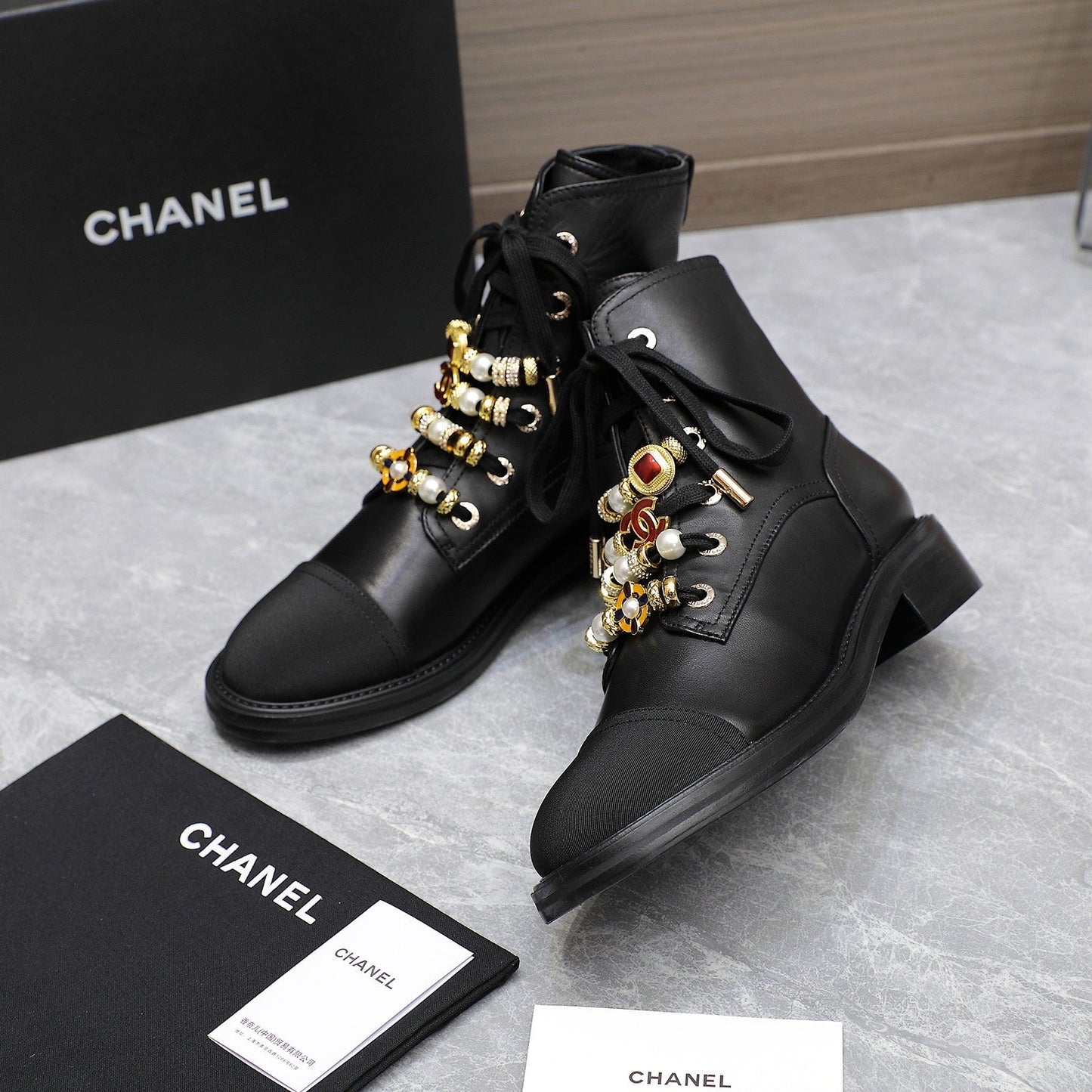 CHANEL Ankle Boots 30mm Black Plain Cowhide