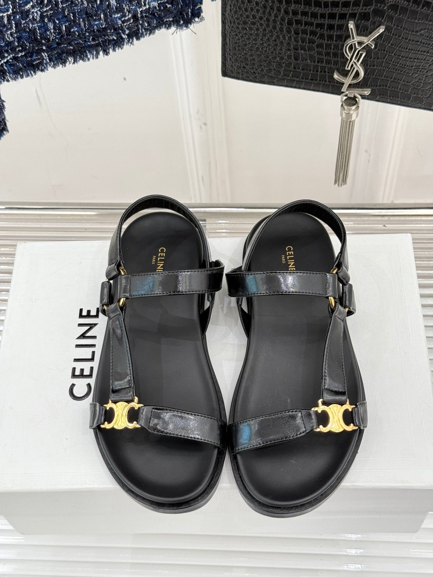 Celine CELINE Maud Sandal Black Leather 285904