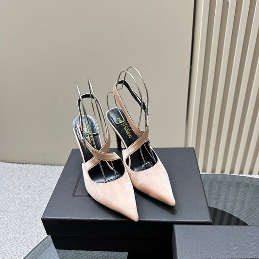Saint Laurent SL CROSS-STRAP SLINGBACK PINK NUDE SATIN