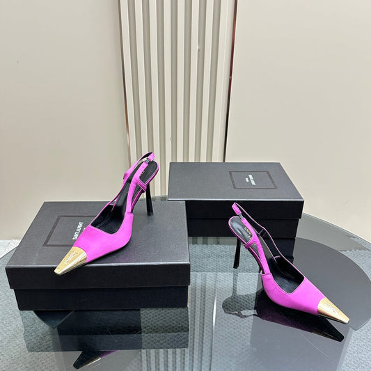 Saint Laurent SL JEANNE SLINGBACK PUMPS NEON PINK SATIN