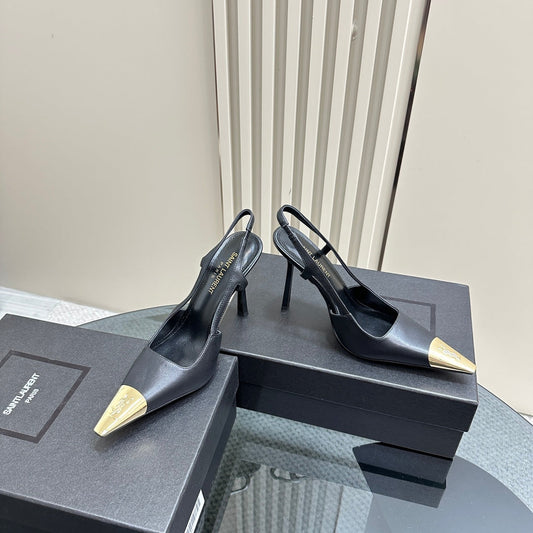 Saint Laurent SL JEANNE SLINGBACK PUMPS BLACK CALFSKIN