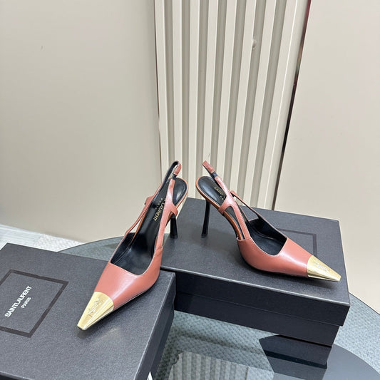 Saint Laurent SL JEANNE SLINGBACK PUMPS RUST CALFSKIN