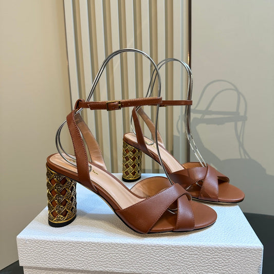 DIOR Icon Heeled Sandal 95mm Brown Calfskin
