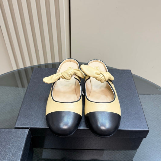 CHANEL 25 Mule Flat Yellow Pastel Sheepskin 239416