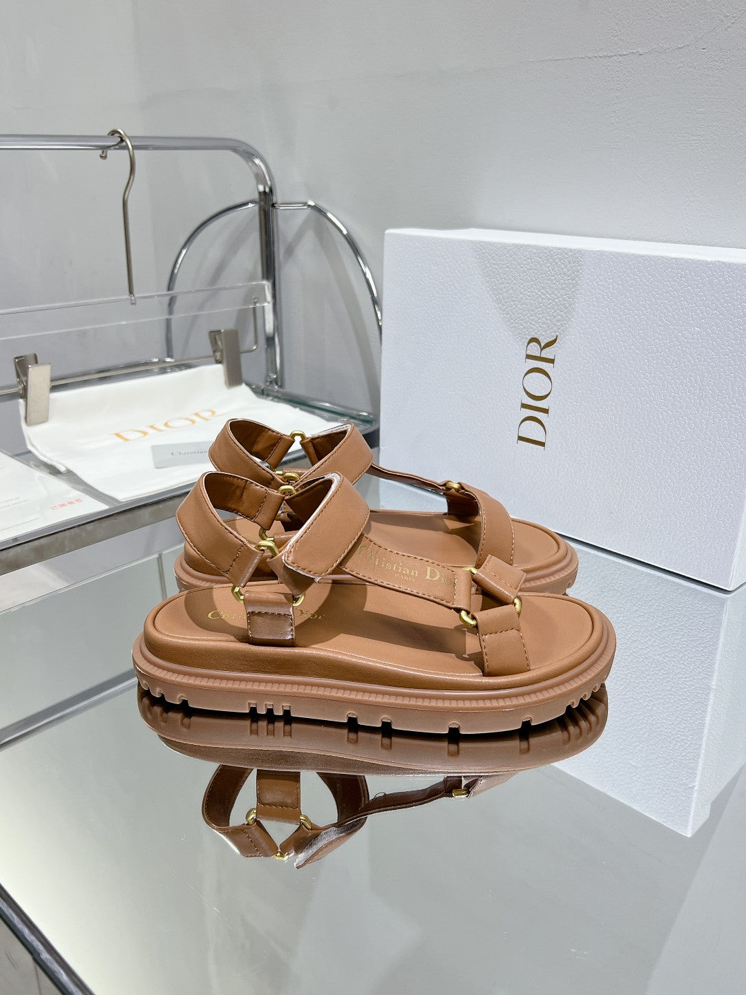 DIOR D-Wave Sandal In Brown Cowhide 100751