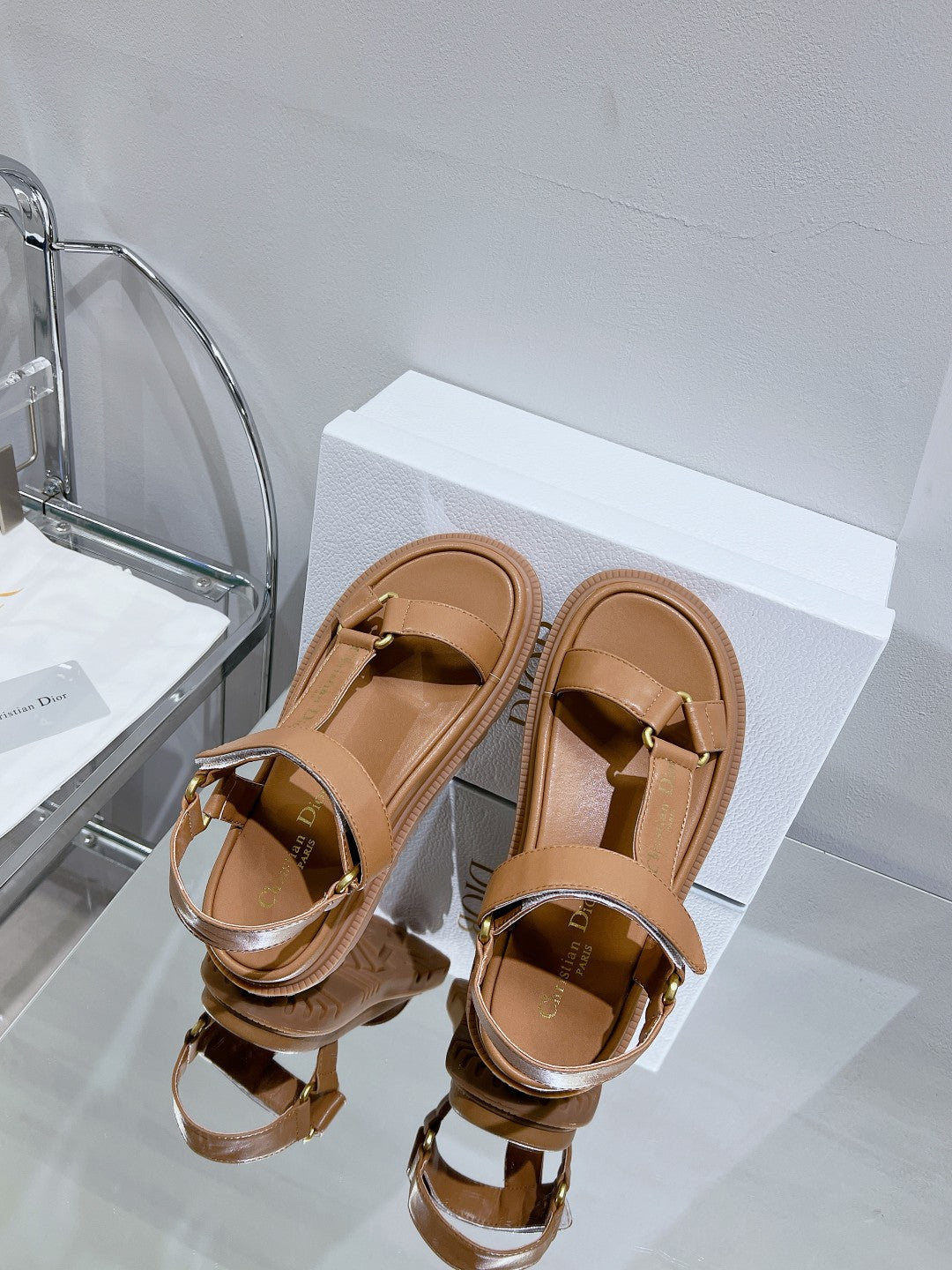 DIOR D-Wave Sandal In Brown Cowhide 100751