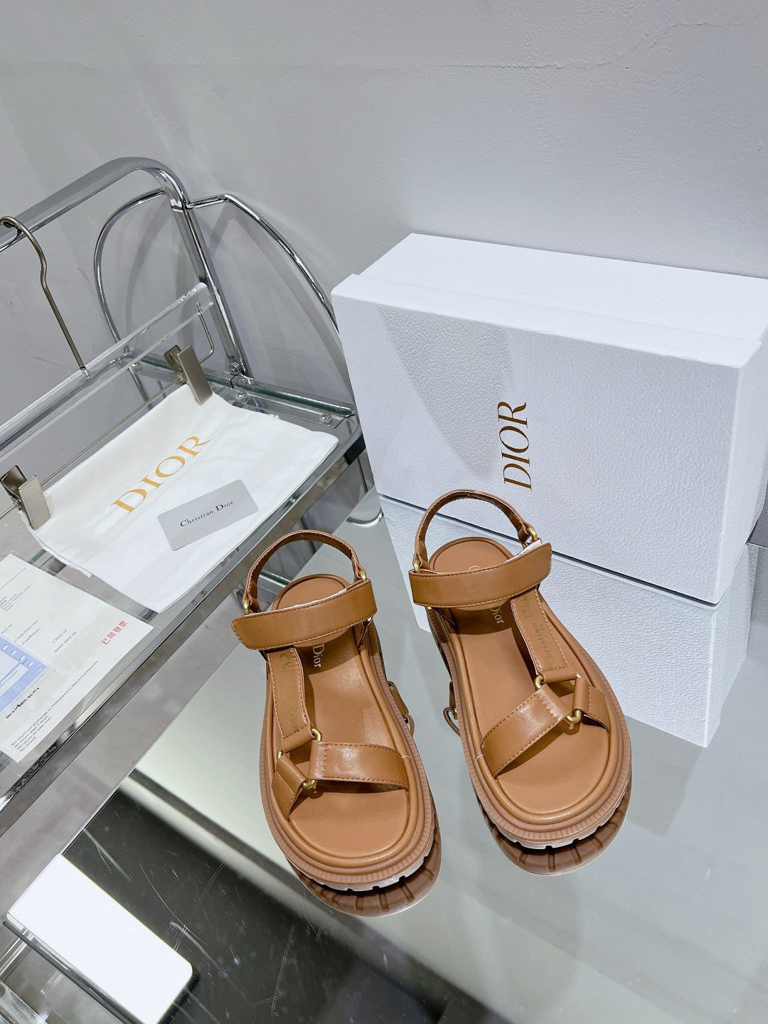 DIOR D-Wave Sandal In Brown Cowhide 100751