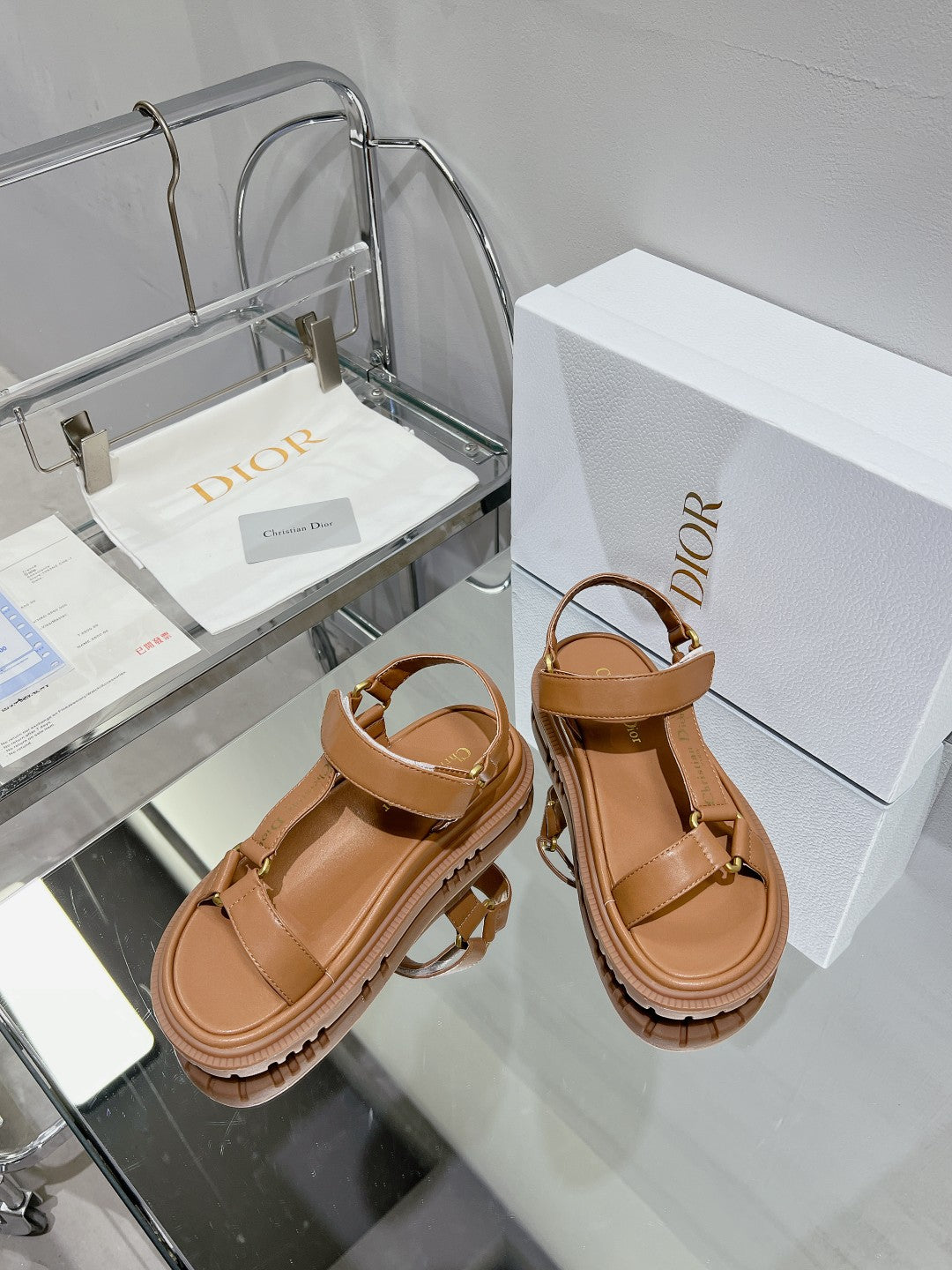 DIOR D-Wave Sandal In Brown Cowhide 100751