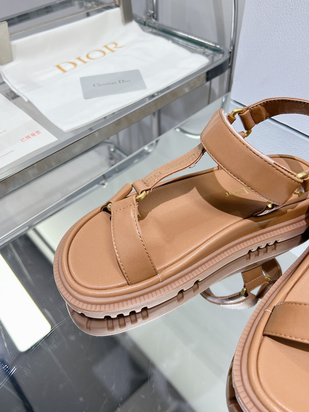 DIOR D-Wave Sandal In Brown Cowhide 100751