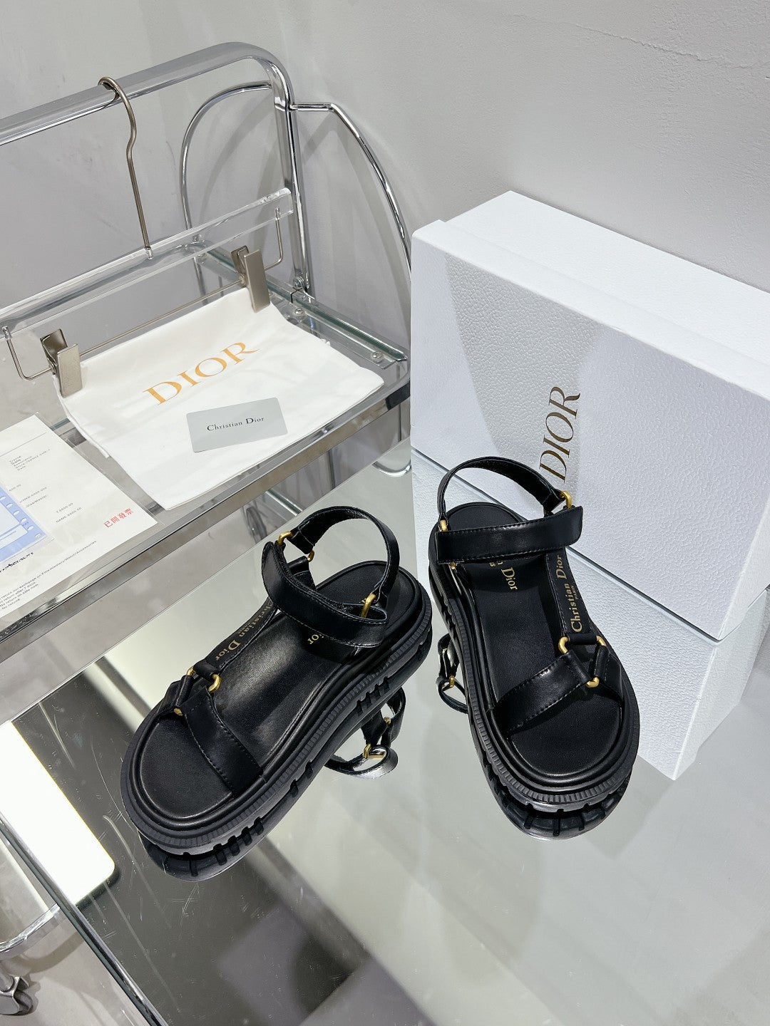 DIOR D-Wave Sandal In Black Cowhide 100755