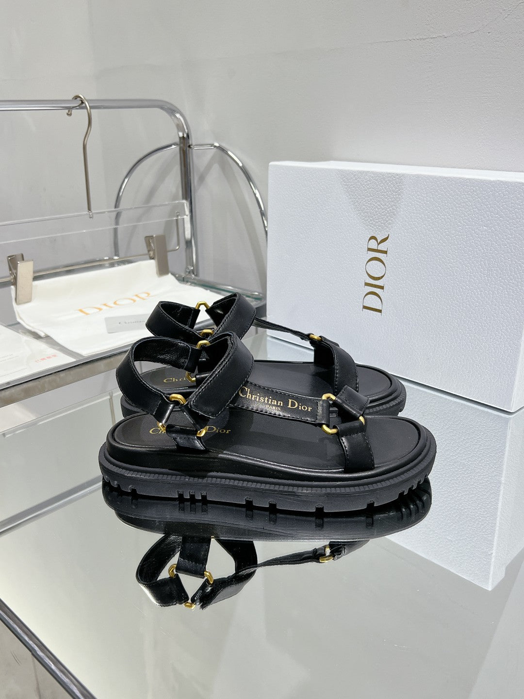 DIOR D-Wave Sandal In Black Cowhide 100755