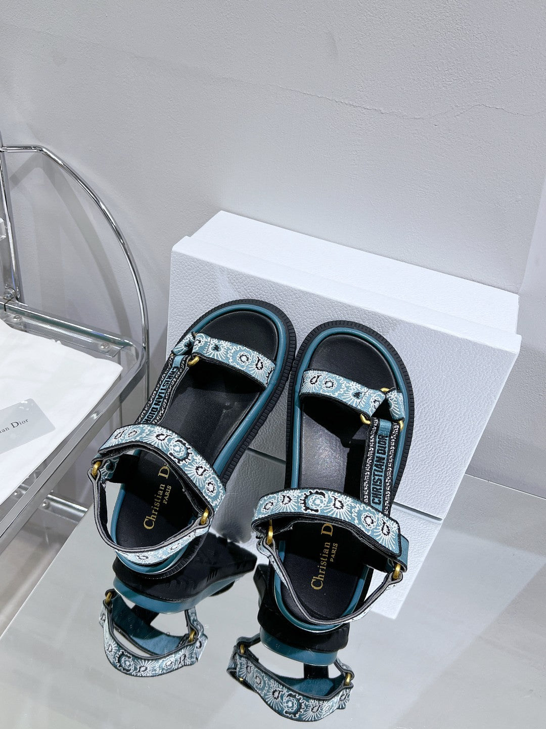 DIOR D-Wave Sandal In Blue Black Cowhide 100763