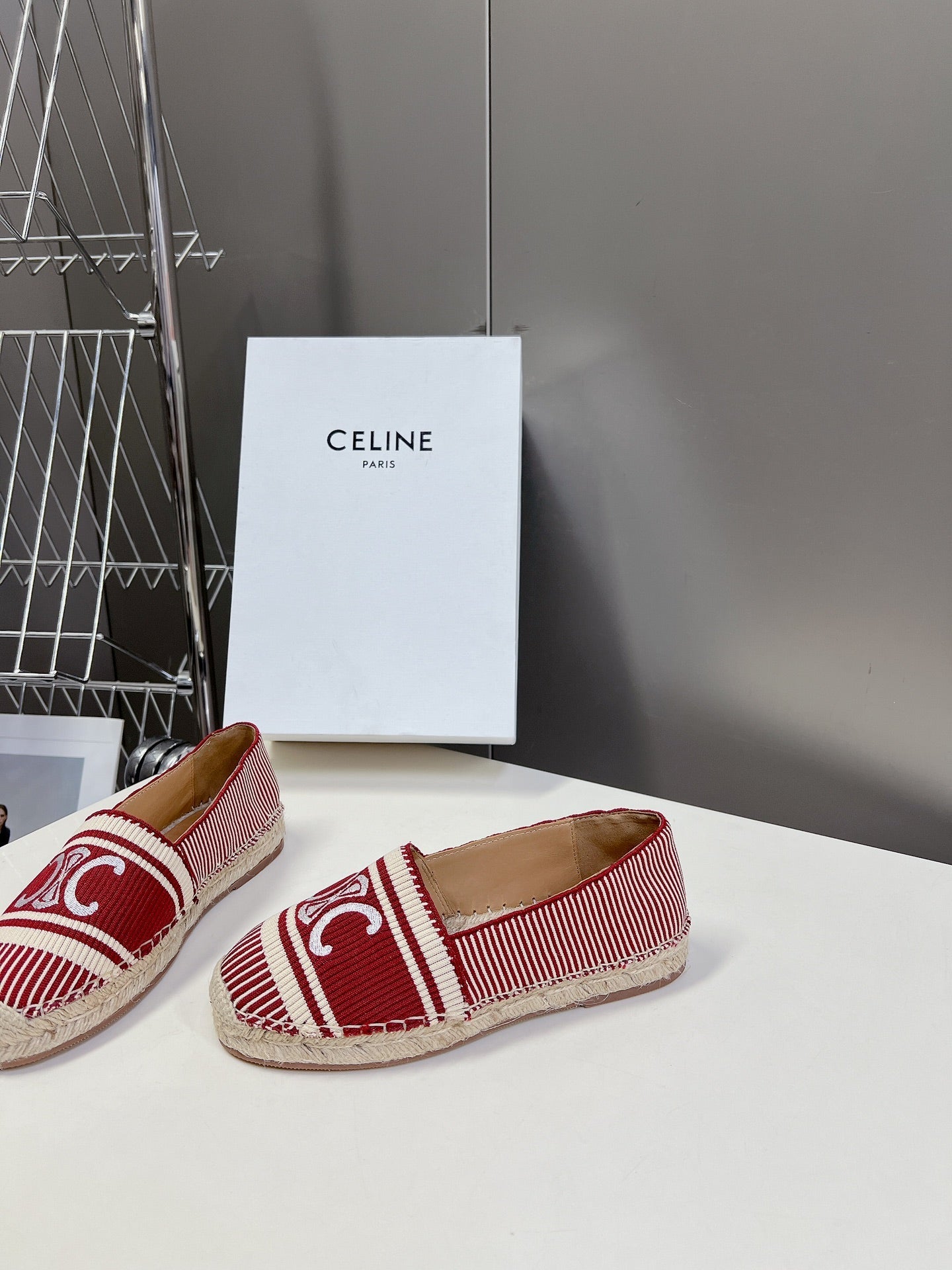 Celine CELINE Espadrillas Loafers Red Line Canvas 285936