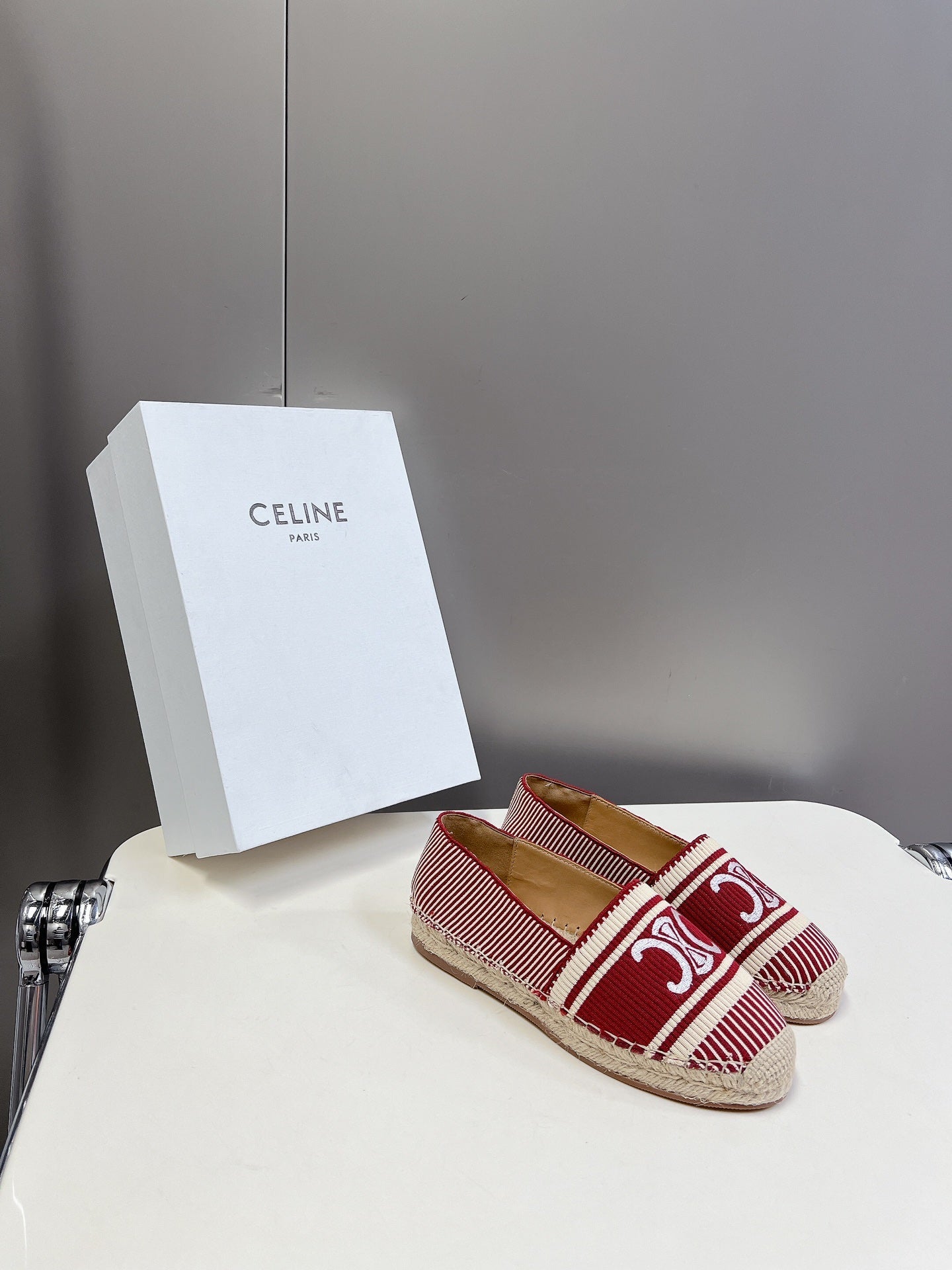 Celine CELINE Espadrillas Loafers Red Line Canvas 285936